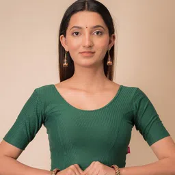 Bindigasm's Advi Self Design Cotton Stretchable Readymade Saree Blouse-picture-15