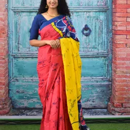 TROPWEAR Pure Cotton Block Print Saree-image-45