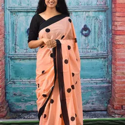 TROPWEAR Geometric Pure Cotton Block Print Saree-picture-29