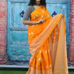 TROPWEAR Pure Cotton Block Print Saree-picture-21