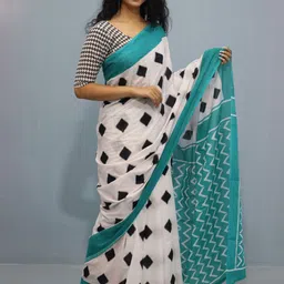 TROPWEAR Pure Cotton Block Print Saree-picture-34