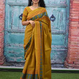 TROPWEAR Pure Cotton Block Print Saree-image-16