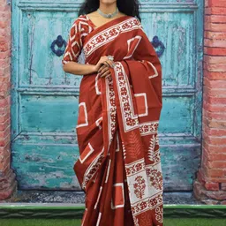 TROPWEAR Pure Cotton Block Print Saree-picture-35
