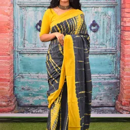 TROPWEAR Tie and Dye Pure Cotton Block Print Saree-picture-16