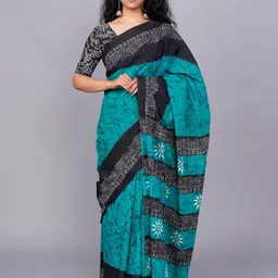 TROPWEAR Pure Cotton Block Print Saree-picture-16