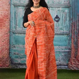 TROPWEAR Pure Cotton Block Print Saree-picture-34