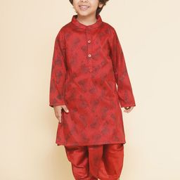 Sethukrishna Boys Geometric Mandarin Collar Printed Straight Kurta-picture-17