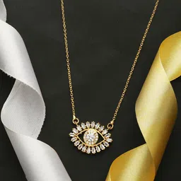 HOT AND BOLD Gold-Toned & White Gold-Plated Evil Eye Pendant Charm Necklace-picture-10