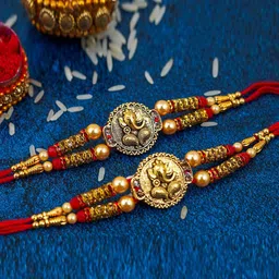 MANSIYAORANGE Set Of 2 Lord Ganesha Charm Rakhi-picture-55
