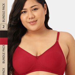 Sztori Pack of 2 Cotton Seamless Non-Padded Bra SZ-P-COOL-BLK-MR-2-picture-2