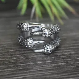MEENAZ Silver-Plated Adjustable Dragon Claw Finger Ring-picture-51
