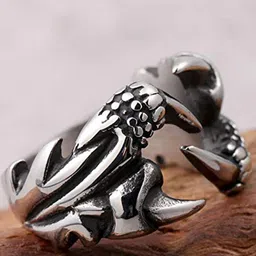 MEENAZ Silver-Plated Adjustable Dragon Claw Finger Ring image 1