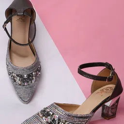 AZ Footwear Embellished Block Heel Pumps-picture-24