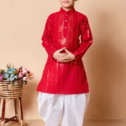 BAESD Boys Striped Embroidered Sequinned Straight Kurta with Patiala-picture-22