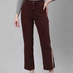 SHOWOFF Women Jean Acid Wash High-Rise Cotton Slit Jeans-image-62