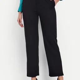 BROADSTAR Women Tailored Straight Fit High-Rise Easy Wash Stretchable Trousers-picture-24