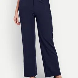 BROADSTAR Women Smart Straight Fit High-Rise Easy Wash Cotton Parallel Trousers-picture-11