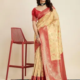 VAIRAGEE Floral Printed Zari Banarasi Saree-image-31