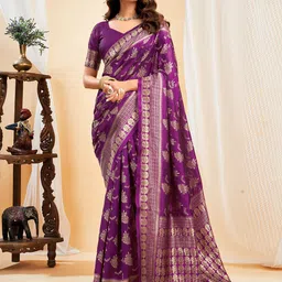 KALINI Ethnic Motifs Woven Design Zari Banarasi Saree-picture-14