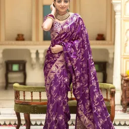 ZILVIRA Woven Design Zari Banarasi Saree-image-41