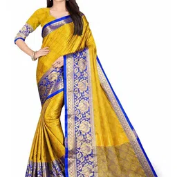 Leeza Store Woven Design Zari Silk Blend Banarasi Saree image 1