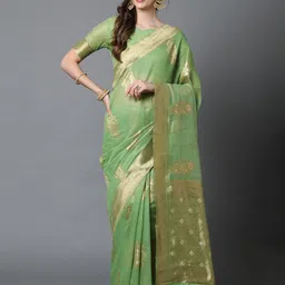 Mitera Floral Woven Design Zari Banarasi Saree image 2