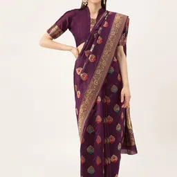 MANVAA Ethnic Motifs Zari Banarasi Saree-picture-27