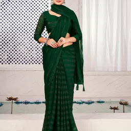 FLOURIOUS Striped Pure Chiffon Saree-picture-10