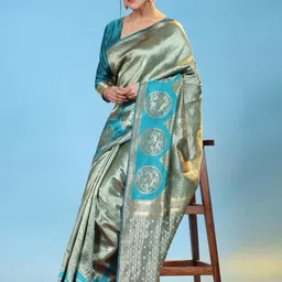 Rujave Woven Design Ethnic Motifs Zari Banarasi Saree-picture-23