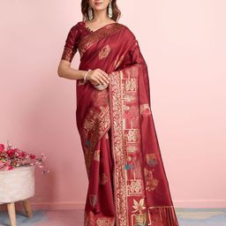 RICH & ROMAN Woven Design Zari Pure Silk Banarasi Saree-picture-10