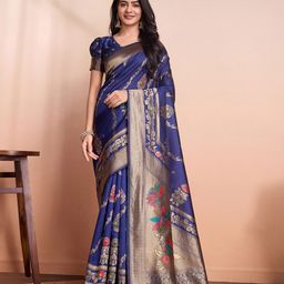 RICH & ROMAN Woven Design Zari Pure Silk Banarasi Saree-picture-34