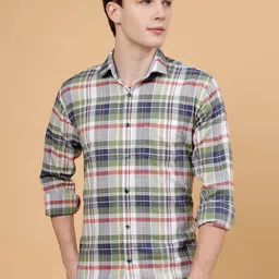 JADEBERRY Standard Tartan Checked Spread Collar Cotton Casual Shirt-image-63
