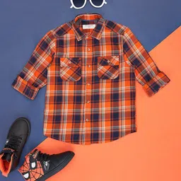 Pantaloons Junior Boys Tartan Checks Opaque Cotton Casual Shirt-image-73