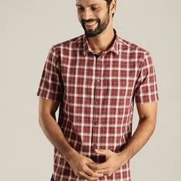 Indian Terrain India Slim Tartan Checks Pure Cotton Casual Shirt-picture-37