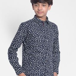Crimsoune Club Boys Slim Fit Floral Printed Pure Cotton Casual Shirt-picture-1