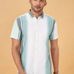 Urban Ranger by pantaloons Spread Collar Striped Cotton Slim Fit Casual Shirt-picture-37