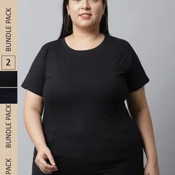 UnaOne Plus Size Pack Of 2 Slim Fit Cotton T-shirt-picture-45