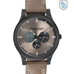 Fastrack Men Beige Brass Dial & Beige Leather Straps Analogue Watch 3252NL01-picture-23