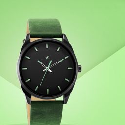 Fastrack Men Black Brass Dial & Green Leather Straps Analogue Watch 3273NL01-picture-22