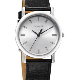 Sonata Classique Collection Men Brass Dial & Leather Straps Analogue Watch 7987SL06W-picture-16
