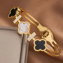 Jewels Galaxy Women Gold-Plated Mother of Pearl Stainless Steel Bangle-Style Bracelet-picture-34