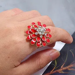 DESTINY JEWELS Gold Plated Stone Studded Finger Rings-image-4