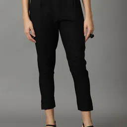 DIVINATION Women Relaxed Straight Leg Straight Fit Pleated Plain Trousers-picture-12