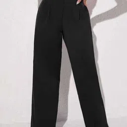 BROADSTAR Women Smart Straight Fit High-Rise Easy Wash Cotton Parallel Trousers-picture-32