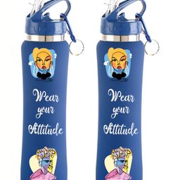 NIRLON Blue 2 Pieces Printed Stainless Steel Single Wall Vacuum Water Bottles 750 ml Each-picture-48