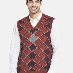 Monte Carlo Men Brown & Grey Sweater Vest image 1
