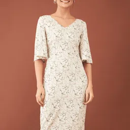 SALT ATTIRE Floral Print V-Neck Flared Sleeve Sheath Dress-picture-40
