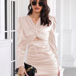 StyleCast x Revolte White V Neck Sheath Dress-picture-19