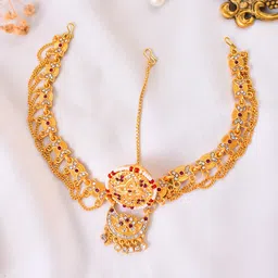 Silvermerc Designs Gold-Plated Artificial Stones Studded Matha Patti Head Jewellery-picture-39