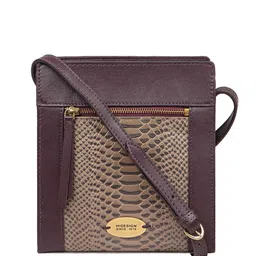 Hidesign Aubergine & Brown Snakeskin Textured Handcrafted Leather Sling Bags-picture-15